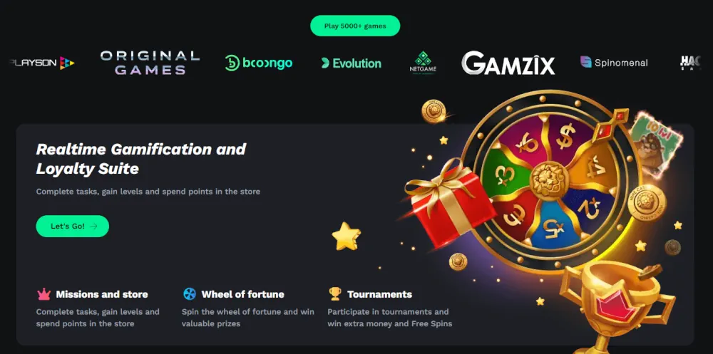 Sázejte na červenou loajalitní suite s interaktivním kolem štěstí a odměnovými misemi.